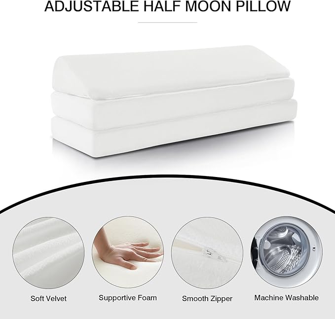 BALAPET 3-in-1 Adjustable Height Wedge Pillow, 7" Height Leg Knee Pillow for Side Sleepers & Aligns Spine, Supportive Bolster Pillow for Pregnancy Relieves Pressure Hip Leg Elevation, 22", White