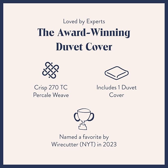 Brooklinen Luxury Percale Duvet Cover – 100% Cotton, Cool, Crisp, Extra-Long Corner Ties, Button Closure, Soft & Breathable – Machine Washable, Duvet Cover King/California King Bed Sizes (Abyss)