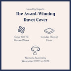 Brooklinen Luxury Percale Duvet Cover – 100% Cotton, Cool, Crisp, Extra-Long Corner Ties, Button Closure, Soft & Breathable – Machine Washable, Duvet Cover King/California King Bed Sizes (Abyss)