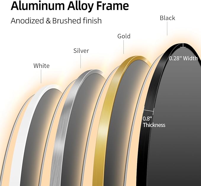 40 x 24 Arched LED Bathroom Mirror, Brushed Gold Framed, Backlit Vanity Mirror with Lights, Wall Mounted Lighted Mirror, Dimmable 3-Color Shatter-Proof Arch Smart Mirror, UL-Listed, CRI≥93