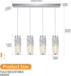 LMQNINE 4 Light Chrome Pendant Lighting Modern Pendant Light, Mini Crystal Chandeliers,Adjustable Pendant Light Fixture for Kitchen Island Dinning Room Bedroom(Chrome 4-Light)