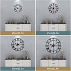 Large Modern Metal Wall Clocks Rustic Round Nearly Silent Little Ticking Battery Operated Roman Numerals Clock for Living Room/Bedroom/Kitchen Wall Decor-(Black, 47cm)