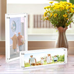 2x6 Acrylic Pictures Frames, Transparent 2 Sided Ticket Frame Postcard Frame, Tabletop Small Tiny Acrylic Magnetic Picture Frames for Family, 12 + 12MM Thickness…
