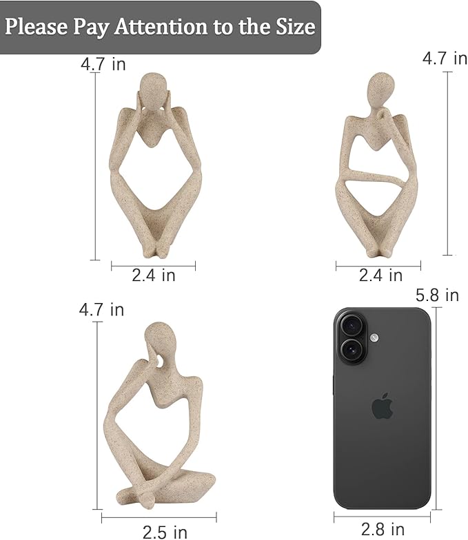 Sandstone Resin Thinker Style Abstract Sculpture Statue Collectible Figurines Home Office Bookshelf Desktop Decor