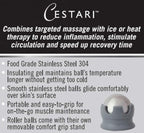 Cestari Stainless Steel Ice Hot Cold Roller for Pain Relief, Foot Massage Ball with Silicone Holder, HSA Muscle Roller, Gray