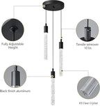 Modern Light Fixture Kitchen Island Pendant Light Dimmable LED Black Pendant Lights Mini Crystal Pendant Lighting for Bedroom Dining Room Living Room（3-Light ）