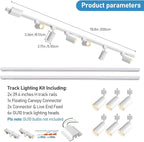 6-Light LED Track Lighting Kit with 6.6FT H Track Lighting Rails & Floating Canopy Connector, GU10 Track Light Kit, Modern Kitchen Track Lighting Fixtures Ceiling Spot Light, White (No Bulbs)