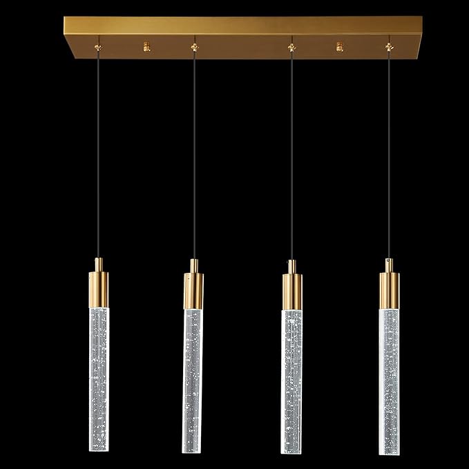 Kitchen Island Lighting Modern Light Fixture Kitchen Island Pendant Light Dimmable LED Gold Brass Finish Mini Pendant Lighting Dinning Room Living Room Kitchen Pendant Lights（4-Light）