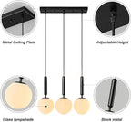 Modern Black Pendant Lights Kitchen Island Mid Century with Globe Pendant Light Milk White Glass Pendant Lighting for Living Room Bedroom Entryway (3 Lights)