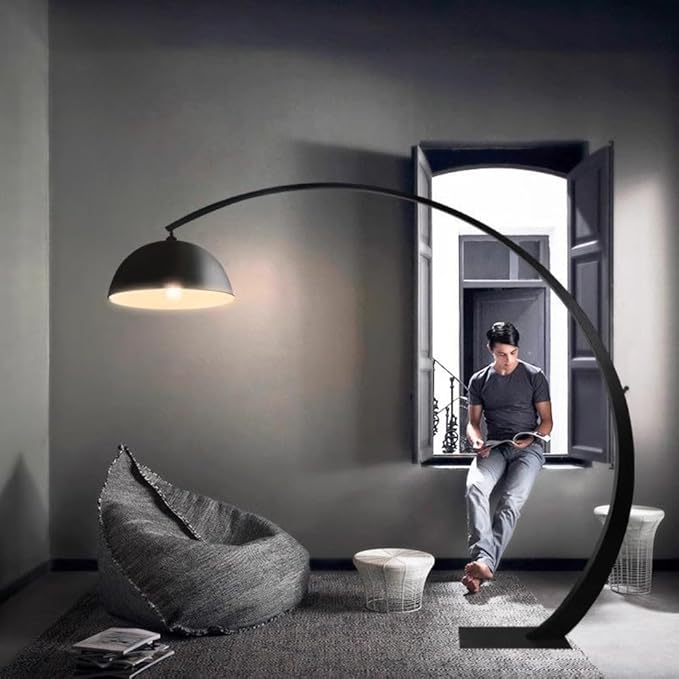 Prismatica | Half Arc Metal Floor Lamp with Brushed Finish | Modern Look for Living Room