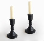 Antique Black Iron Taper Candle Holders - Candlestick Holder for Weddings, Dining, and Parties, Candle Stand Set of 2 (Black)