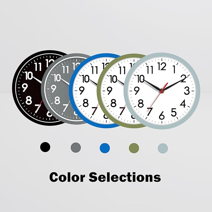 AKCISOT Wall Clock, Modern Small Wall Clocks Battery Operated 8 Inch, Silent Non-Ticking Analog Classic for Office, Home, Bathroom, Kitchen, Bedroom, School(Blue Gray)