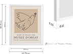 Poster Master Vintage Poster - Retro Minimalist Print - Gift for Artist, Friend - Dove Of Peace, Line Drawing, Sketch, Abstract - Wall Decor for Living Room, Bedroom, 11x14 White Framed