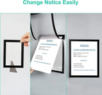 CRUGLA 8.5x11 Magnetic Frame Sheet with Self Adhesive Backing, Poster Certificate Carft Picture Photo Frame for Refrigerator Office Glass Window Door Cubicle Tile, 12 Pack