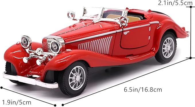 1:28 Scale Pullback Diecast Metal Antique Classic Model Cars Collectible Toy Gifts (Red,Length 6.5in/16.8cm)