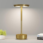 Cordless Table Lamp, LED Rechargeable Table Light with 3 Temp Settings, Stepless Dimming, 5000mAh Battery, USB-C, Memory, Aluminum Alloy, for Home, Patio, Restaurant, Outdoor. Gold