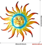 Large Metal Sun Wall Art Decor - 23.6 inches Outdoor Wall Decor,Sun Face Sculpture for Garden Farmhouse Yard Patio Fence Living Room Bedroom Gift Idea for Family Friends