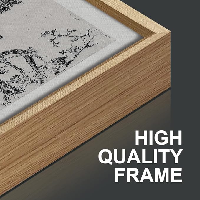 SIGNINART Vintage Tree Framed Wall Art Set , Black and White Antique Sketchbook Forest Painting, Wilderness Illustration Art Print , Retro Pine Tree Landscape Drawing Wall Decor for Living Room, Bedroom, Office (16"x24"x3)