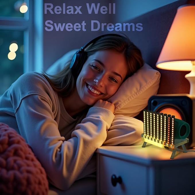 Corded Music Sync LED Light, Sound & App Reactive Mood & Ambient Lighting - Cool & Creative Multicolor Decorative Art Desk Table Lamp 9 Tubes (Black)