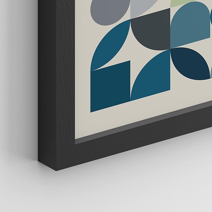 SIGNWIN Framed Mid-Century Modern Colorful Geometric Polygons Wall Art, Set of 4 Abstract Geometric Wall Decor Prints, Nature Wilderness Wall Décor for Living Room, Bedroom - 11"x14" Black