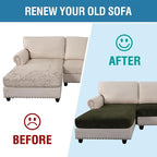 H.VERSAILTEX Velvet Stretch Sectional Couch Covers 3 Pieces Sofa Seat Cushion Covers L Shape Separate Couch Cover for Both Left/Right Sectional Couch (Large Sofa 2 Seater + 1 Chaise, Olive)