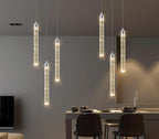 Mini Chandelier Crystal Pendant Lights Integrated LED Pendant Light Fixtures Kitchen Island Chandeliers Pendant Lighting for Dining Room Bubble Chromed Finished Ceiling Hanging Lights 2700K 6000K