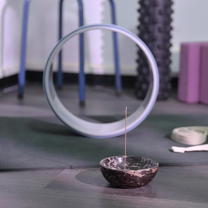 Koville Italian Natural Marble Incense Holder, Incense Holders for Sticks, Sturdy Incense Burner Ash Catcher, Ideal for Meditation, Relaxing, Easy to Clean(Nero Portoro)