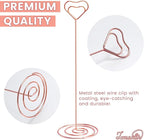 16pcs Place Card Holders, 8.75 Inches Tall Table Number Holders, Rose Gold Picture Holder for Tables with Heart Shaped Clip for Wedding, Photos, Food Signs, Memo Notes, Restaurant, Birthday