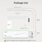 Lepro Small Desk Lamp with Clamp, LED Reading Lamps with 450LM, 3 Color Modes 10 Brightness, Dimmable USB Clip on Desk Light with Gooseneck Swing Arm for Nail, Home Office and Dorm (White)