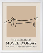 Poster Master Vintage Poster - Retro Minimalist Print - Gift for Artist, Housewarming - Dachshund Dog, Line Drawing, Abstract - Wall Decor for Living Room, Bedroom, 11x14 White Framed