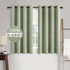 MIULEE Linen Texture Curtains for Bedroom Solid 100% Blackout Thermal Insulated Sage Green Curtains Grommet Room Darkening Drapes for Living Room Nursery 52x54 Inch (2 Panels)