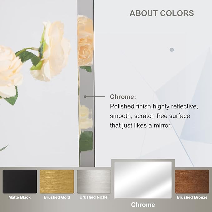 ANDY STAR 22"x30" Chrome Bathroom Mirror, Irregular Wall Mirror in Stainless Steel Metal Frame, Modern Polished Chrome Finish with Curved Edge Design, Wall-Mount Vertically or Horizontally