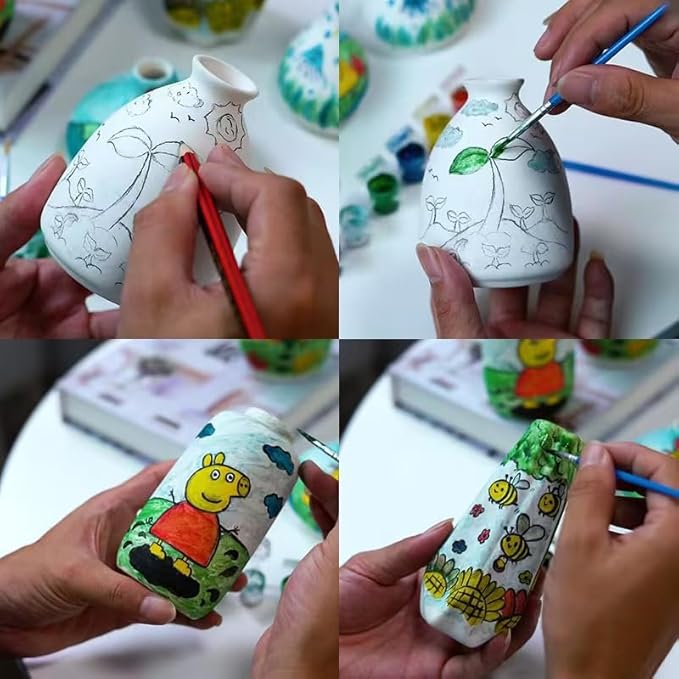 Set of 9 Ceramic Bud Vases for Pampas Grass Flowers, Small Vases in Bulk for Centerpieces Boho Vases for Wedding Decorations Neutral Living Room and Bedroom Decor DIY Gift (White)