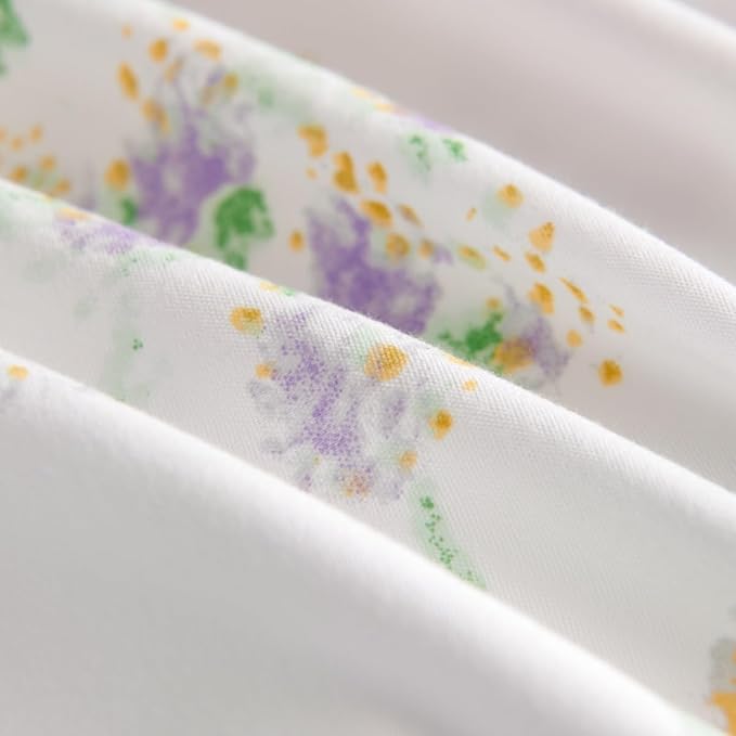 Floral Comforter Set Twin Size - 2 Pieces Lilac White Floral Comforter Bedding Sets Reversible Pattern,Twin Bed in a Bag with Flowers Comforter and 1 Pillowcase