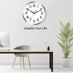 AKCISOT Wall Clock 12 Inch Silent Wall Clocks Battery Operated Non Ticking - Modern Silver Clock Decorative for Kitchen, Bathroom, Bedroom, Living Room, Office, Home