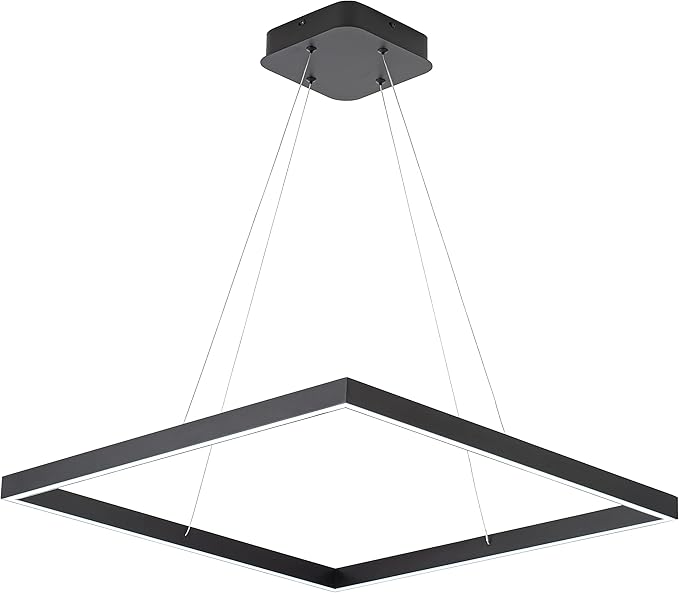Black Modern Square Chandelier, Square Ceiling Light Fixture, Contemporary Chandelier Pendant Light for Kitchen Island, Dining Room, Bedroom