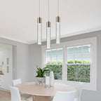 Pendant Light fixtures, Integrated 3-Light Pendant Lighting Silver Finish, Dimmable Pendant Lights Kitchen Restaurant, Dining Room