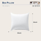 Set of 2 26×26 Inch Pillow Inserts Cotton Cover with Premium Fiber Filling Machine Washable Soft Fluffy Decorative Pillows for Indoor Outdoor Use Perfect for Couches Seats & Beds