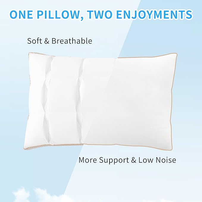 YOUR MOON Soft Pillow Standard for Sleeping, Super Soft Support Down Alternative Pillow, 100% Cotton Shell Luxury Comfy Fluffy Bed Pillows for Sleep(White)