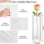20 Pack 5.9" Tall x 1.8" Diameter Clear Glass Cylinder Vases - Multi-Use Flower Vase, Hurricane & Floating Candle Holders for Wedding Centerpieces, Home Decor, Table Displays