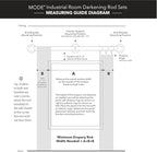 MODE Industrial Room Darkening Collection 1 1/8" Diameter Industrial Curtain Rod Set with Steel Wall Mounted Adjustable Curtain Rod, Blocks Light, Fits 36” to 72” Windows, Brushed Gold