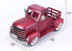 Metal Truck Decor,Farmhouse Truck Decor,Decorative Tabletop Storage & Pick-up Metal Truck Planter, 12.5" x 5.75" x 6.25" inches (Red)