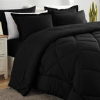 CozyLux Oversized King Comforter Set Black - 7 Pieces Bed in a Bag Comforter Set with Sheets, Luxury Soft Bed Set All Seasons, Bedding Set with Down Alternative Comforter, Sheets, Pillowcases & Shams