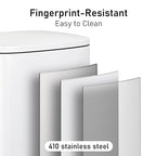 Arlopu 13.2+1.3 Gallon Step Trash Can, Stainless Steel Garbage Bin, Soft-Close Rubbish Bin with Removable Plastic Inner Bucket, Fingerprint-Proof, Lid Dustbin, for Kitchen Home (White)