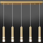 5-Light Dining Room Modern Pendant Light Kitchen Fixture Dimmable LED Gold Pendant Lighting fo Kitchen Island Study Pendant Lights