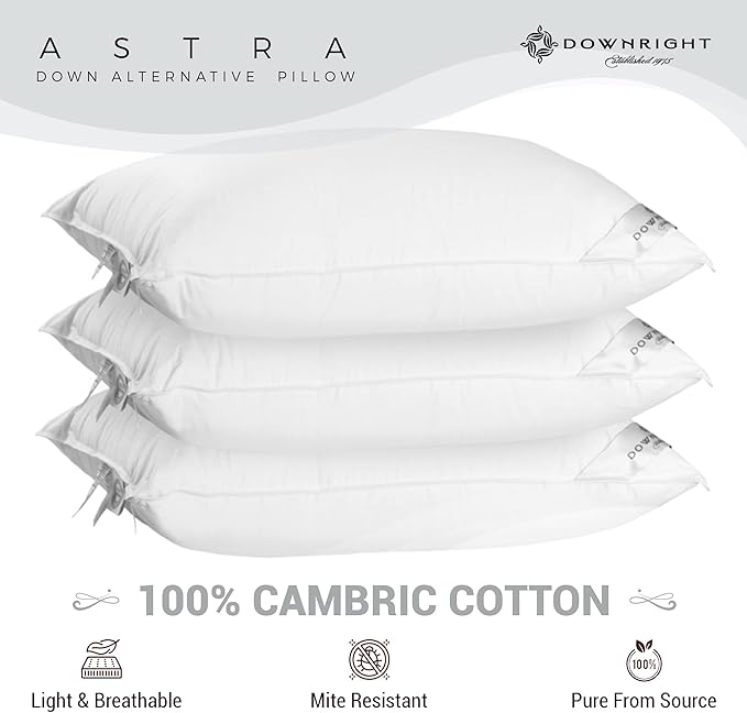 Downright 233 Thread Count 35 oz Astra LikeDown Pillow, 20" x 36", King 20 x 36