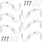 Frienda 6 Pcs Curtain Rod Brackets Adjustable Holder Wall for 1 Inch Diameter Curtain Rod General Bracket Hooks with Screws (White)