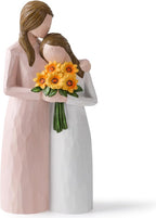 Sunflower Mother Daughter Figurine, Hand-Painted Resin Figure, Sentimental Gifts for Mom from Daughter, Perfect for Mother’s Day, Birthday, Thanksgiving, Christmas and Home Decoration, Pink