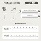 Oneach Silver Curtain Rods for Windows 72 to 144 Inch, 1 Inch Pole Adjustable Length Heavy Duty Metal Curtain Rod Set, for Outdoor Bedroom Kitchen Living Room (16 to 150 Inch)