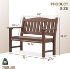 Psilvam 2-Person Outdoor Memorial Bench, All-Weather Poly Lumber Garden Bench, Rot-Resistant Outdoor Patio Bench for Park,Porch,and Church(Brown)